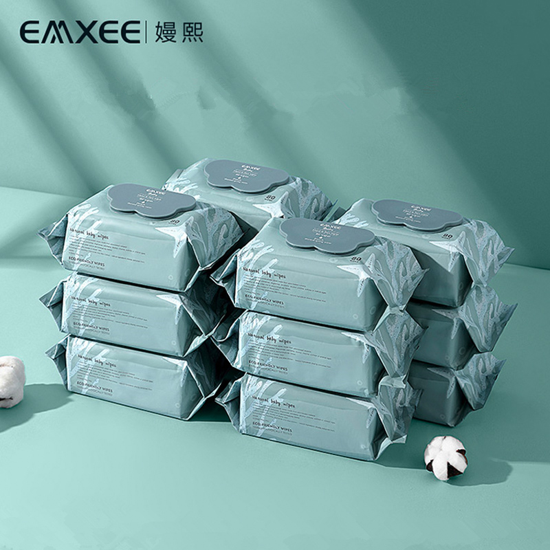 嫚熙绿贝壳婴儿湿巾80抽12包