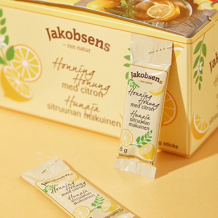 【丹麦进口】丹麦百年品牌：jakobsens 纯天然柠檬蜂蜜8g*60条