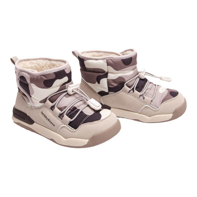 芭比班纳儿童雪地靴 加绒防水男女童棉鞋