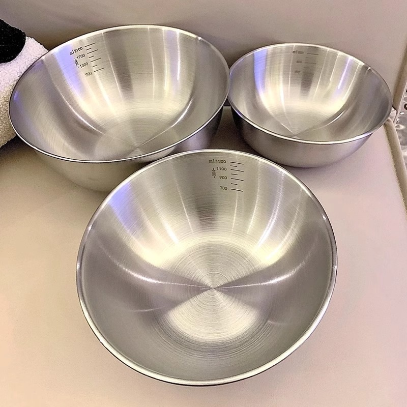 带刻度不锈钢盆3个装